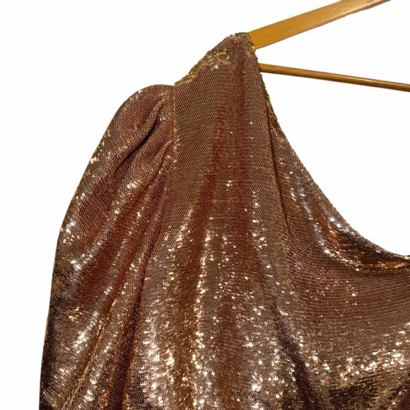 Alexandre Vauthier Gold Sequin One-Shoulder Mini Dress FR42 US10 Cocktail Party - Picture 9 of 14